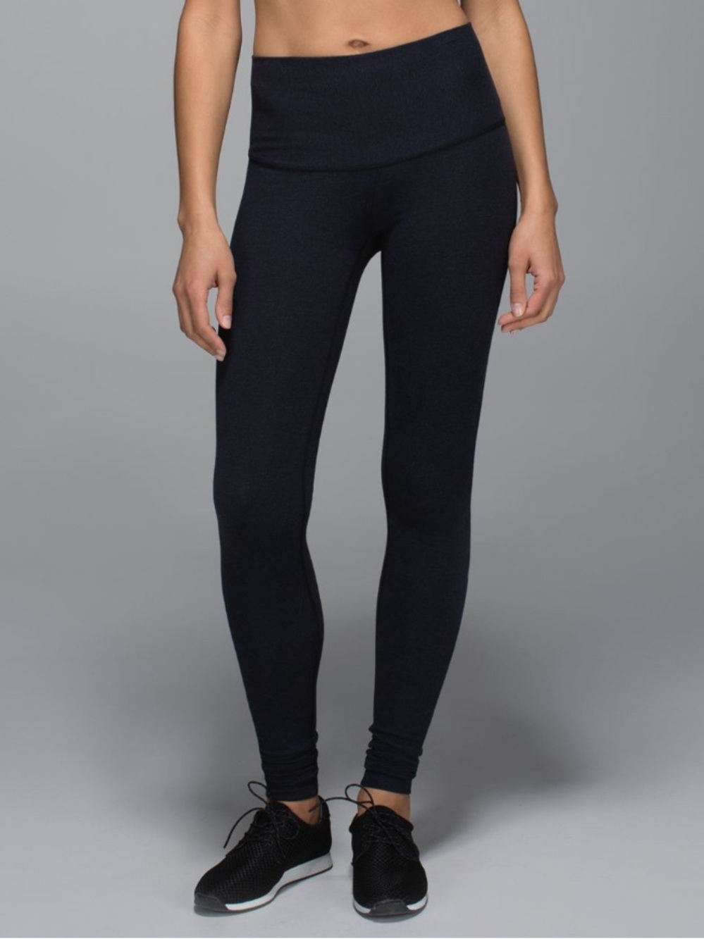 Vintage Lululemon Wunder Under Pant Leggings Cotton* Roll Down, Stripe Black – 6
